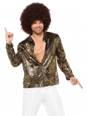 Men's Gold Zebra Disco Shirt - 70's Disco Costumes